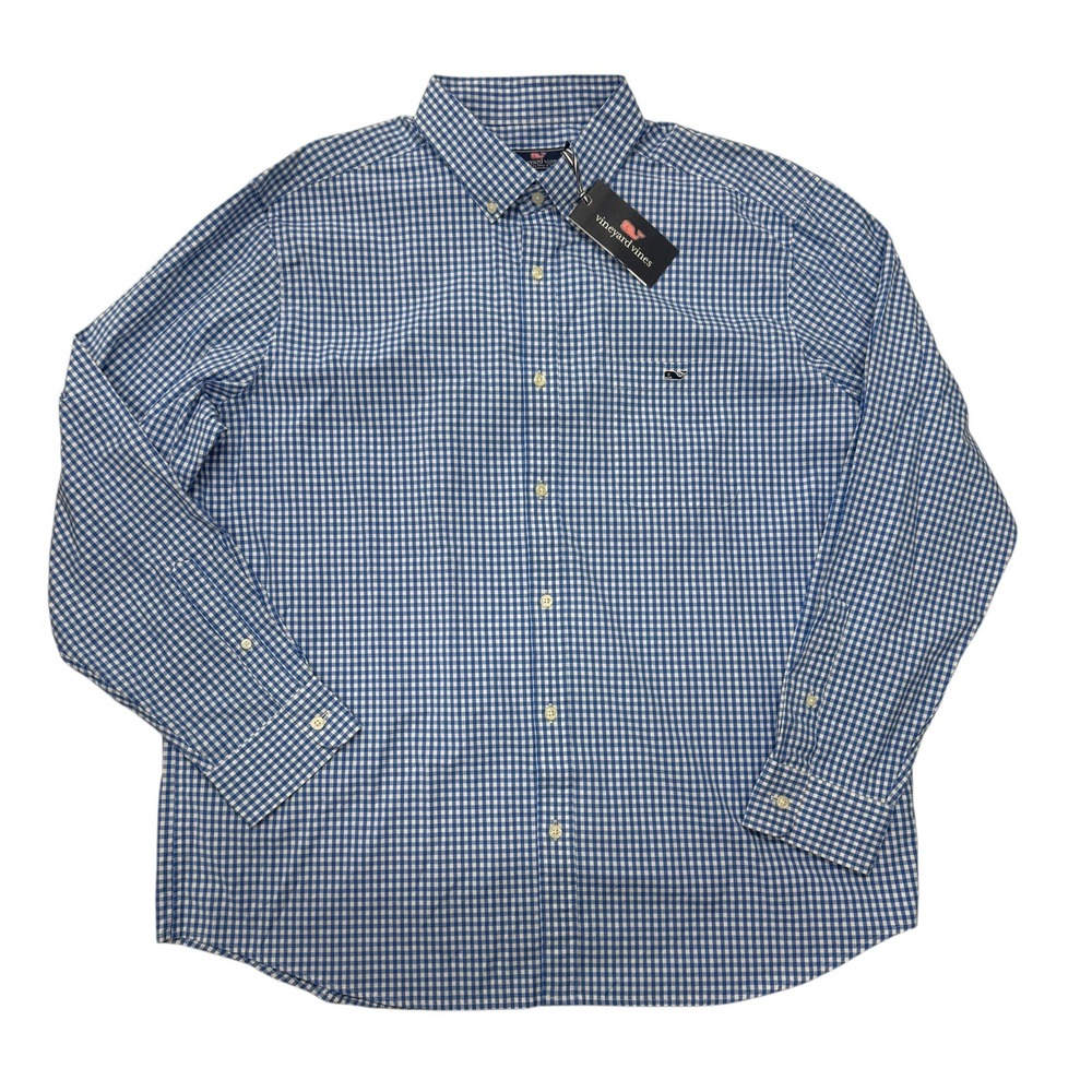 Vineyard Vines Mens 2XL Blue Gingham Classic Fit Tucker‎ Shirt Button Down NWT